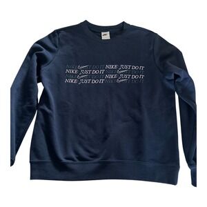 Nike Sportswear Club‎ Pullover Sweatshirt Womens M Blue Fleece Lined Crew Neck